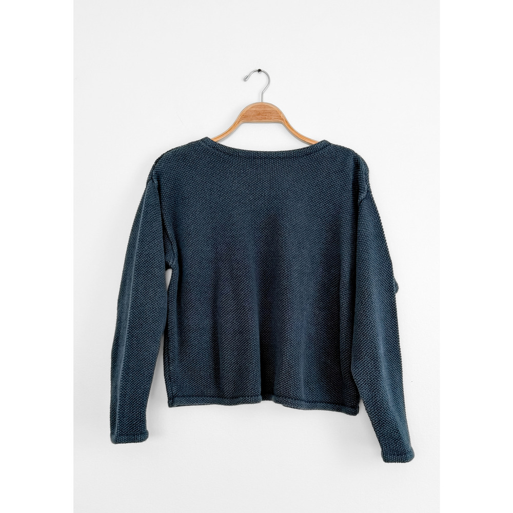 Chris Triola Teal Blue 100% Cotton Textured Boatneck Hand Made Top (S) - Picture 8 of 9